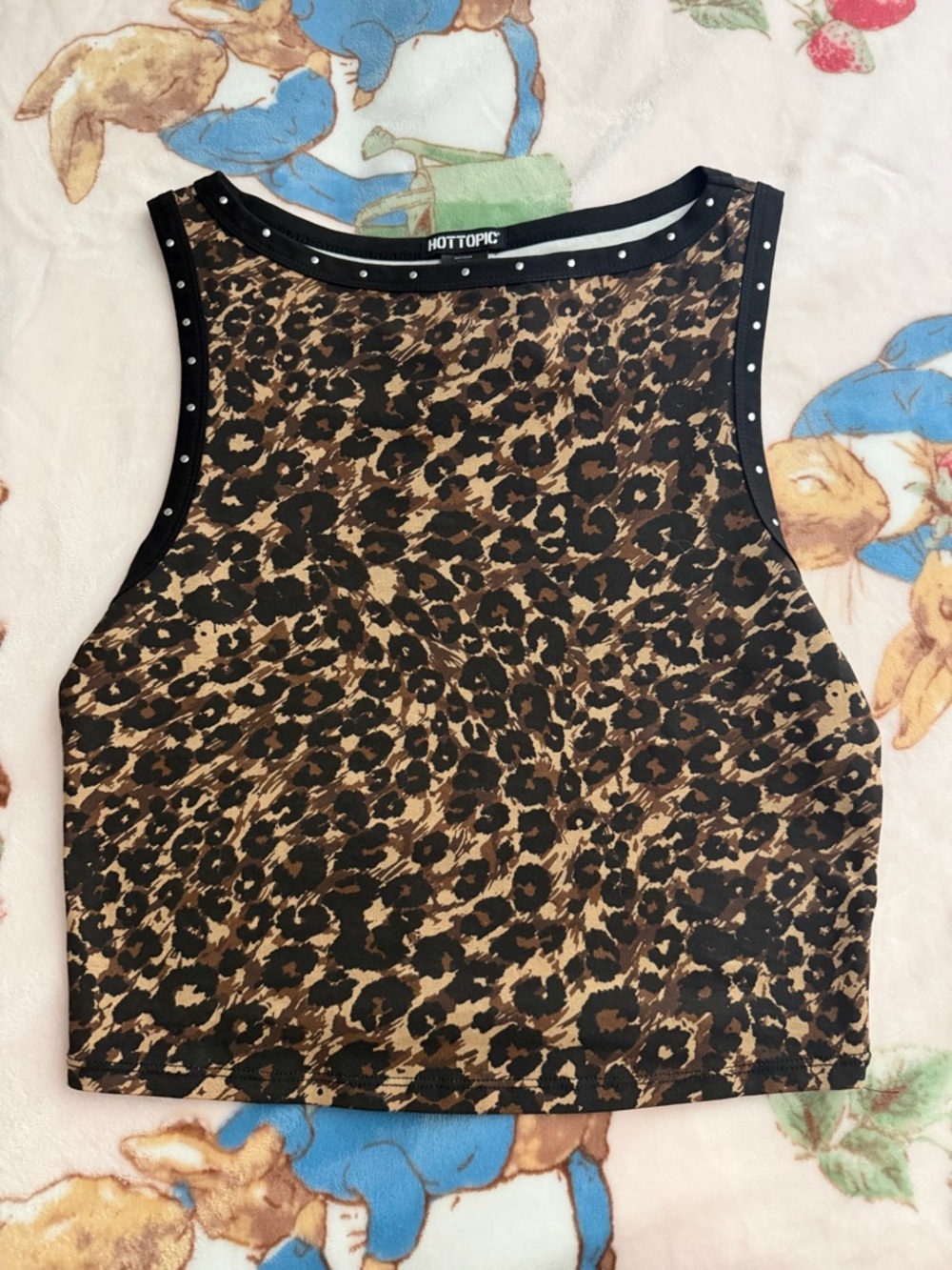 Hot Topic Black and Brown Leopard Print Crop Tank